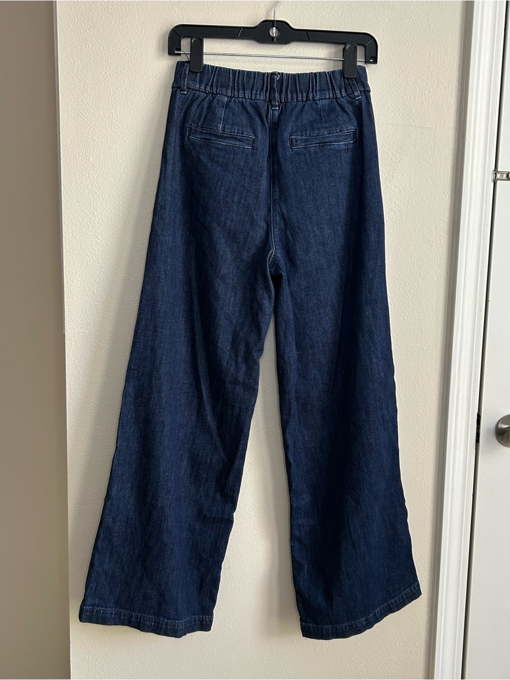 American Eagle Dark Wash Wide Leg Pleated Trouser Blue Denim Jeans Size 000 - Picture 5 of 9